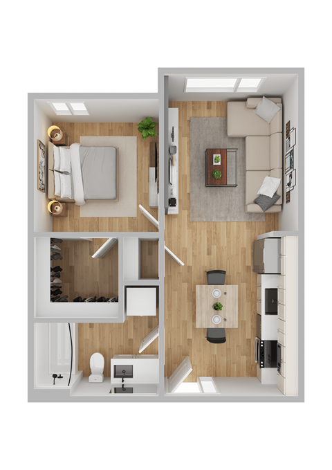 Arts Plaza Apartments in Gresham, Oregon One Bedroom Floor Plan